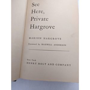 Vintage 1942 ed See Here Private Hargrove hardcover Marion Hargrove Henry Holt